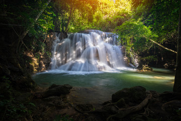 Amazing beautiful waterfalls in tropical forest at Huay Mae Khamin Waterfall Level 3