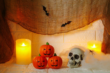 Halloween decoration on wall background