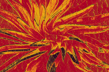Crazy hallucinogenic whirlpool. Abstraction, a flower of red color.