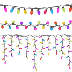 Christmas light garlands set. Colour isolated design seamless pattern. New year winter collection