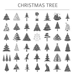 Obraz premium Christmas tree icon set. Flat isolated design. New year winter collection