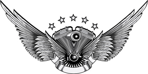 Winged engine emblem