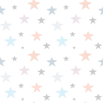 cute hand drawn pastel stars seamless vector pattern background illustration