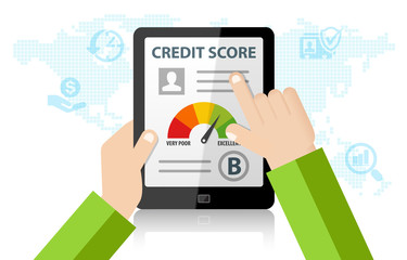 Checking Credit Score Financial Report Online Rating Record on tablet
