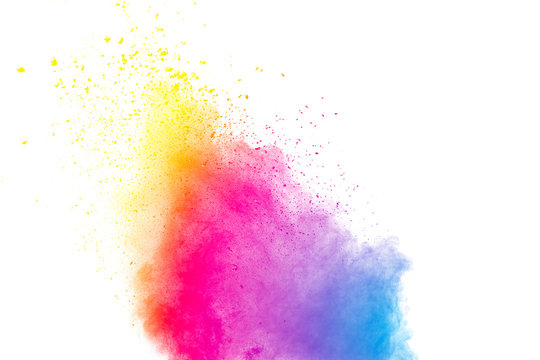Explosion of color powder on white background. © Pattadis