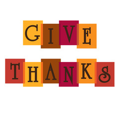give thanks typography graphic on overlapping colors