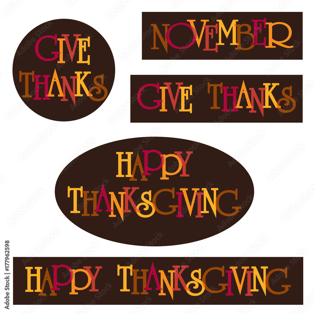 Wall mural thanksgiving typography graphics with overlapping letters