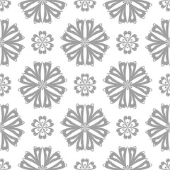 Obraz premium Gray floral seamless pattern on white background