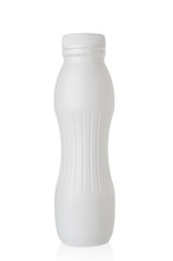 Plastic bottle milk on white background