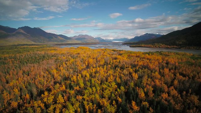 Aerial Alaska Knik River Wilderness September 2017 Sunny Day Wide Angle 4K Inspire 2 Prores