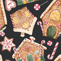 Watercolor christmas vector pattern