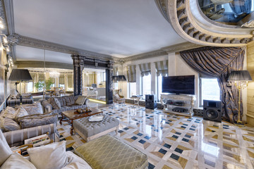 Interior design living room in luxury new apartment.