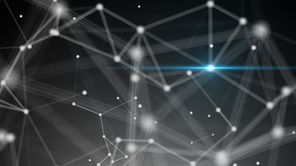 Fototapeta premium Abstract connection dots with flare. Technology background. Digital illustration. Network concept 3d rendered