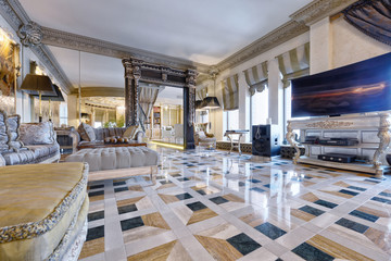 Interior design living room in luxury new apartment.