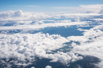 blue sky with the clouds from the plane view
