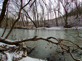 Winter Stream with Snow