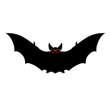 bat in glasses vector illustration black silhouette