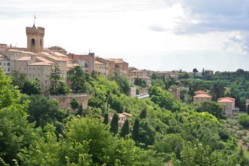 Fototapeta na wymiar hill landscape with historical village of Castelfidardo, Marche, central Italy