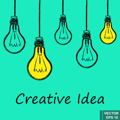 Creative idea. Light bulb. Thoughts. For your design.