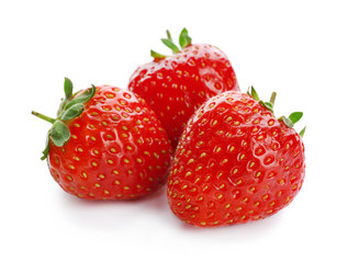 Fresh ripe strawberries, isolated on white