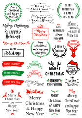 Christmas text overlays, vector set