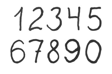 Handwritten black digits isolated on white background