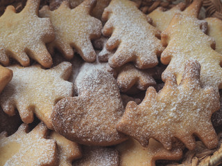 Cookie Christmas tree. Food background.
