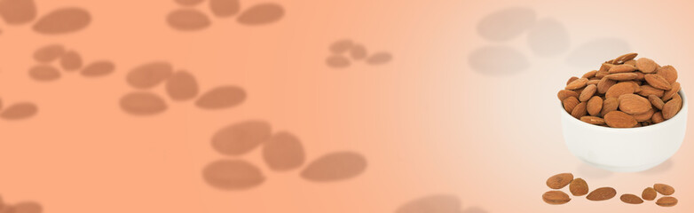 delicious almond designed in a brown background with text space