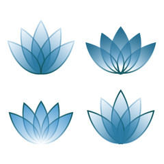Fototapeta na wymiar Four blue icon lotos lines