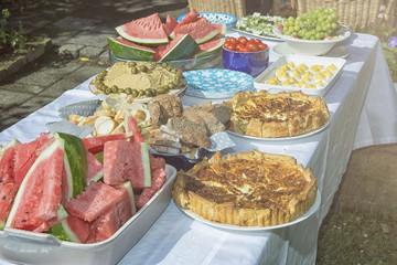 Summer buffet in garden