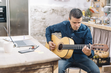man who studied music with guitar