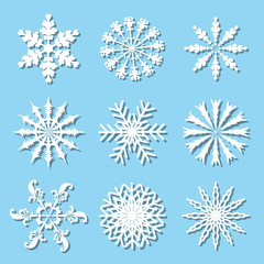Set of white snowflakes