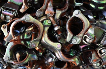 rusty on equipment of old scaffold for background