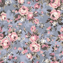 Printed roller blinds Grey Vintage chintz roses seamless pattern