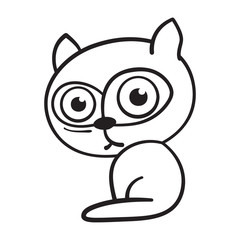 Cartoon contour kitten on white background. Vector illustration.