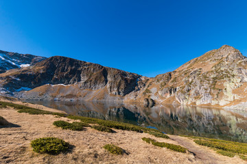 The  Kidney Lake is one of the Seven Rila Lakes. Rila Mountain, Bulgaria