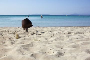 Sand and the clear aegean sea