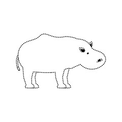 flat line  uncolored hippopotamus sticker over white background  vector illustration