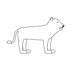 flat line uncolored lion sticker over white background  vector illustration