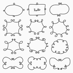 Hand Drawn Doodle Frame Decorative Calligraphic Elements. Vector Illustration.