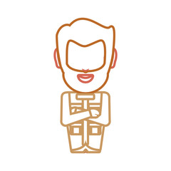 flat line colored  safari man over white background  vector illustration