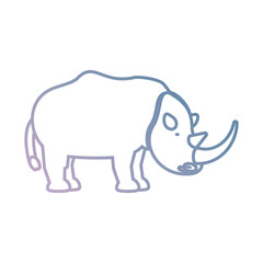 flat line colored   rhino over white backgroun vector illustration