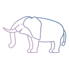 flat line colored  elephant over white backgroun vector illustration