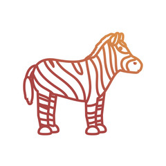 flat line colored zebra  over white background  vector illustration