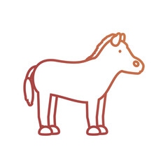 flat line colored  horse  over white background  vector illustration