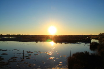 Coucher de soleil en Camargue, France