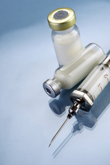 Medicine in vials, ready for vaccine injection