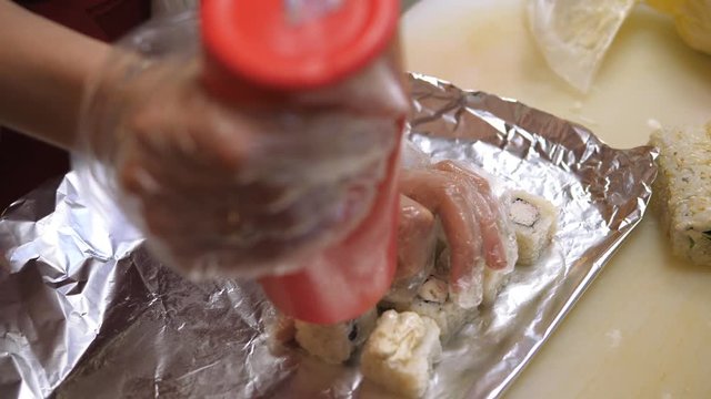 Sushi and rolls. Cooking