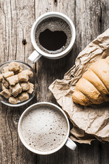 Coffee on a wooden table