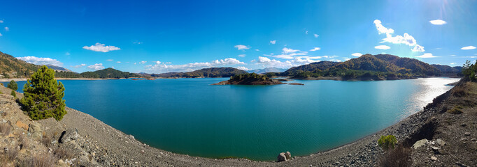 Fototapeta na wymiar View of the Aoos artificial lake in Epirus, Greece